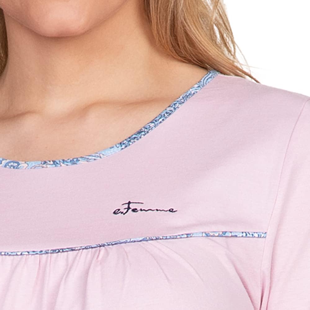 e.Femme® Damen Schlafanzug Nicole II 945, 50% Baumwolle und 50% Modal 36 Altrosa/Druck, 36 Altrosa/D