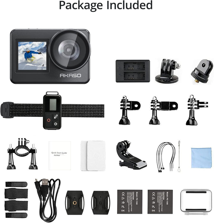 AKASO Brave 7 Action Cam 4K30FPS mit 64GB U3 microSDXC Speicherkarte 20MP WiFi Unterwasserkamera IPX