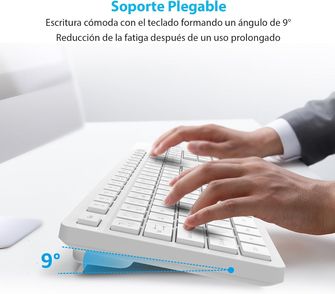 LeadsaiL Kabellose Tastatur und Maus, ergonomische kabellose Tastatur und Maus, Spanisch QWERTY, vol