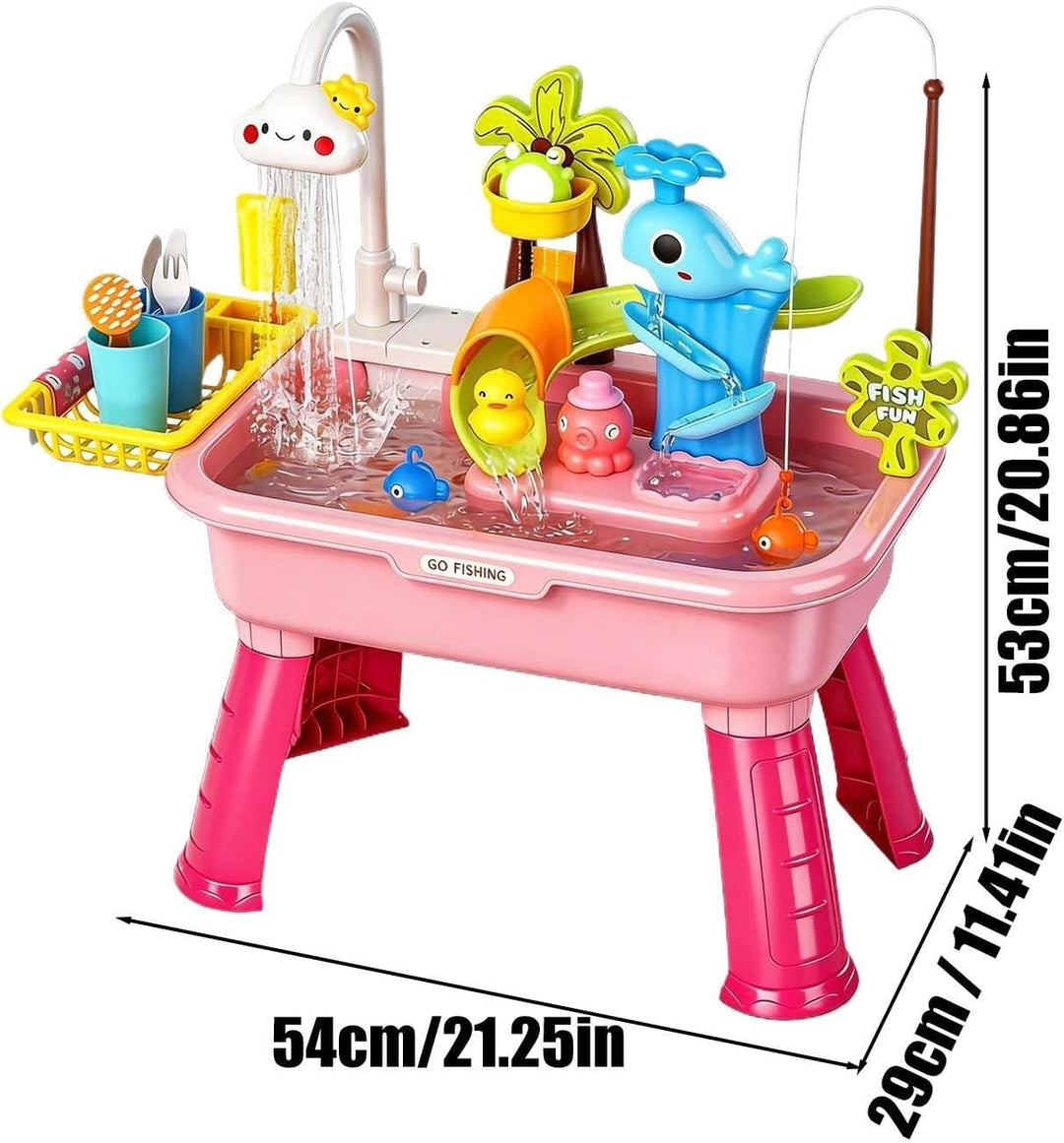 Sand- Und Wasserspieltisch, 54 X 29 X 53 cm, Outdoor-Aktivitäts-Wassertisch, Drehbarer Wasserhahn, K