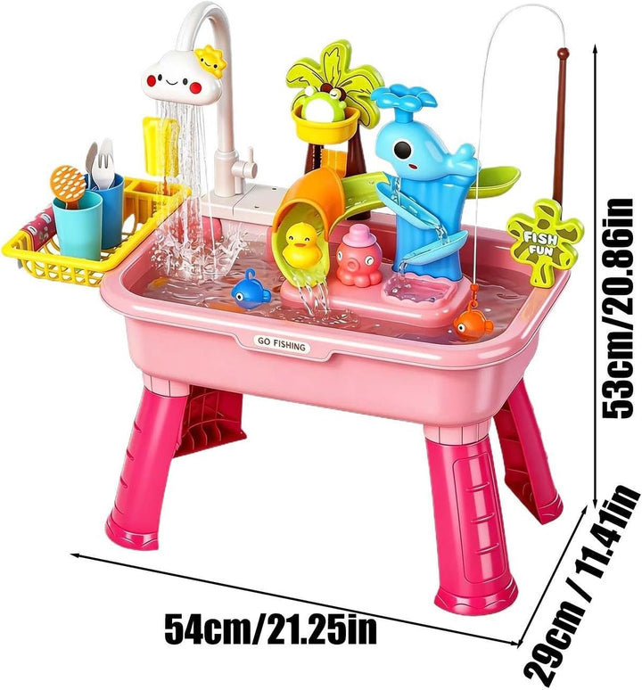 Sand- Und Wasserspieltisch, 54 X 29 X 53 cm, Outdoor-Aktivitäts-Wassertisch, Drehbarer Wasserhahn, K