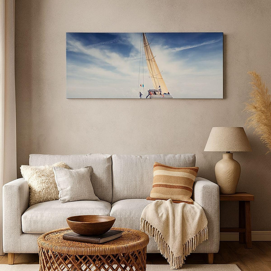 Panorama Bilder auf Leinwand Segeln Yacht Reise Leinwandbild 90x30cm Wandbilder Dekoration Wohnzimme