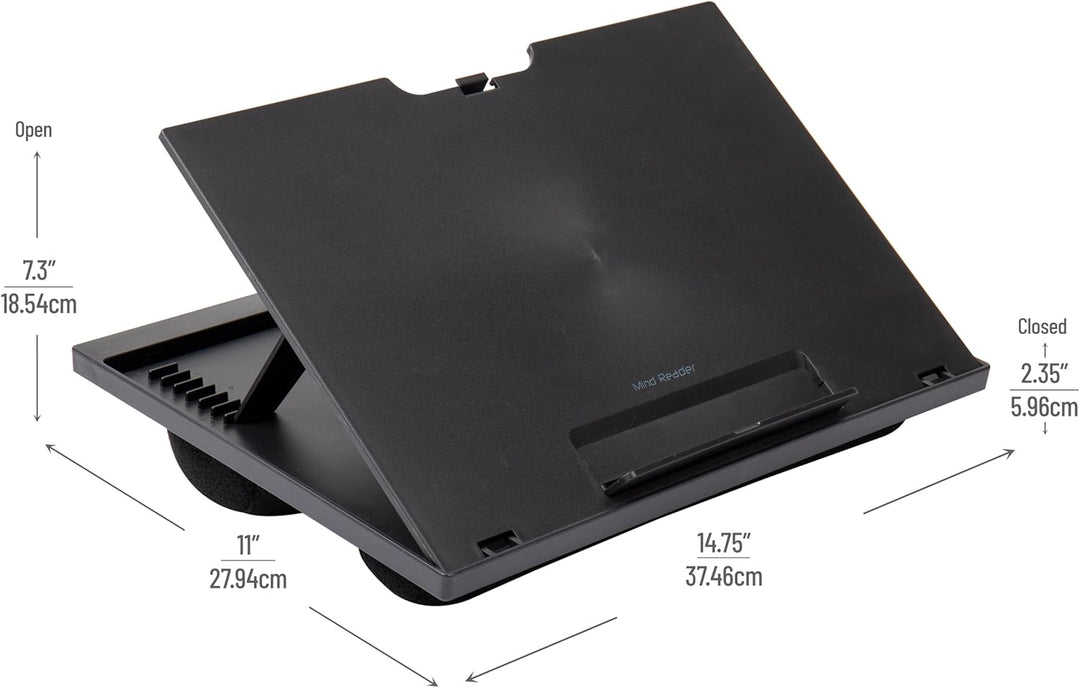 Mind Reader LTADJUST-BLK Verstellbarer tragbarer Schreibtisch mit 8 Positionen und eingebauten Kisse