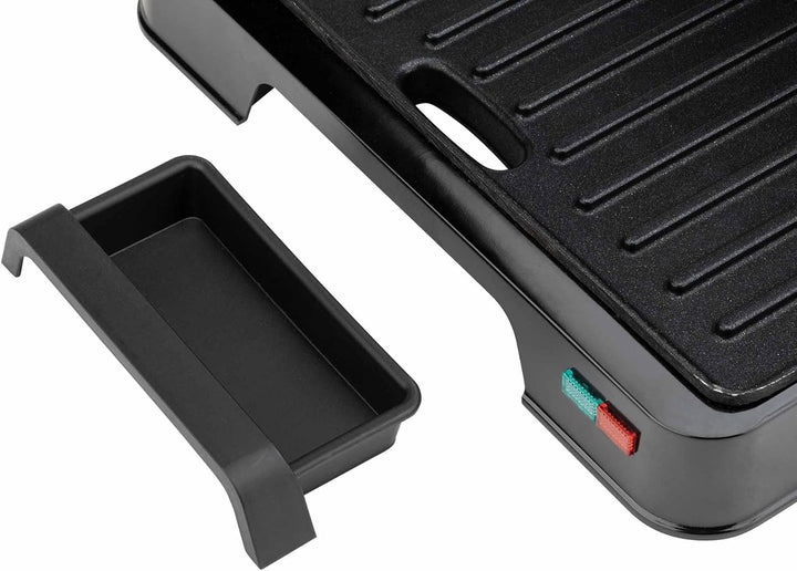 JATA JEGR1124 Elektrogrill und Grill mit geriffelten antihaftbeschichteten Platten, 23 x 14,5 cm, 10