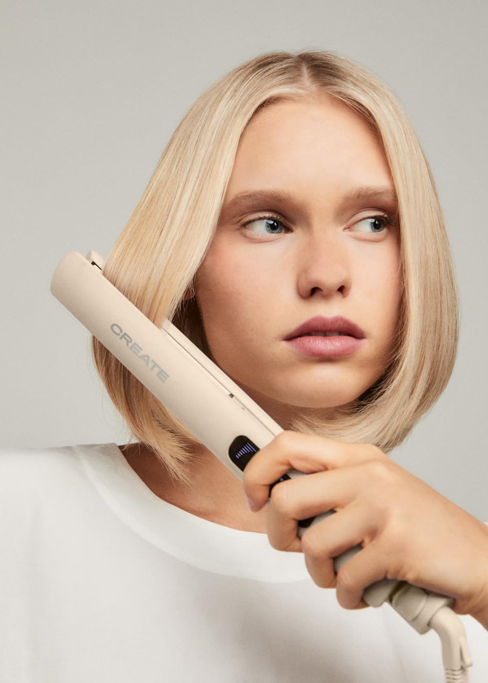 CREATE/CERAMIC STYLER SLIM/Keramikbeschichteter Haarglätter Sand/Digitales Glätteisen, 9 Temperature