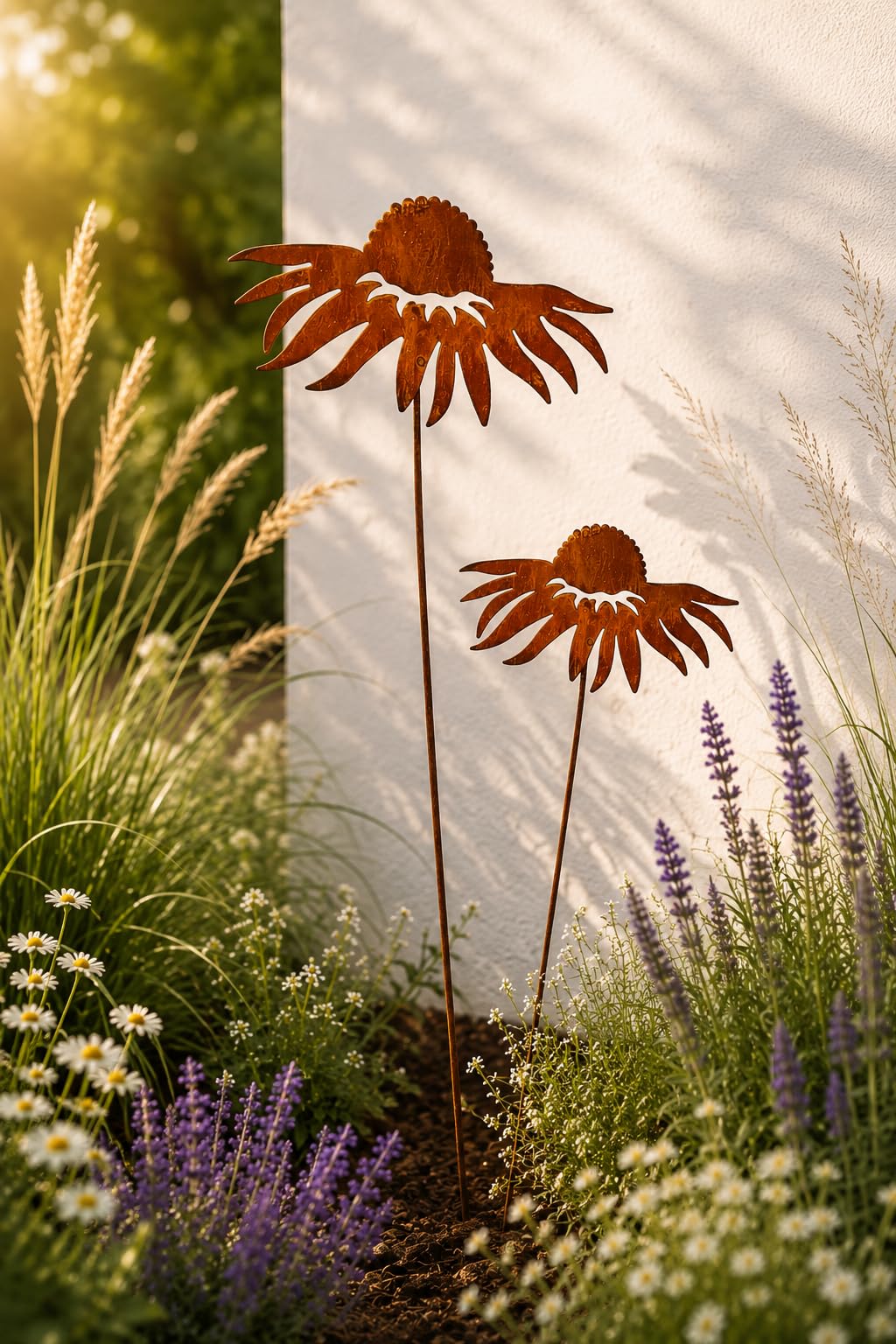 Terma Rost Sonnenhut XXL 110 cm Höhe Sonneblume Gartenstecker rost Gartenfigur gross Metallfigur Gar