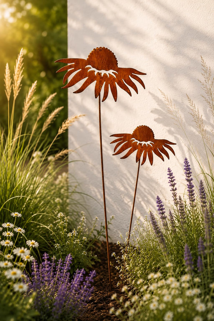 Terma Rost Sonnenhut XXL 110 cm Höhe Sonneblume Gartenstecker rost Gartenfigur gross Metallfigur Gar