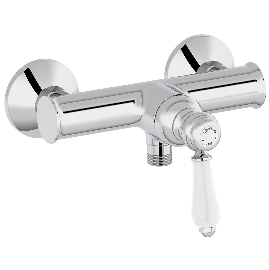 Jacob Delafon - Louise Wand-Duscharmatur, mechanisch, Retro-Design, Keramikgriff, wassersparend, 21,