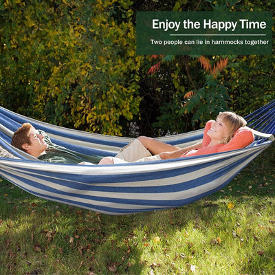 Hängematte Outdoor Camping Hängematte mit gebogener Holzstange, Befestigungsgurte und Tragetasch für