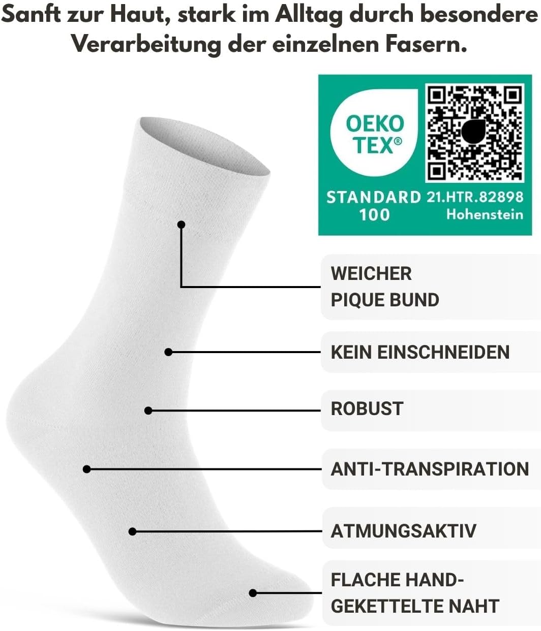 10 Paar Premium Socken Herren &amp; Damen aus gekämmter Baumwolle mit Komfortbund ohne drückende Naht 35
