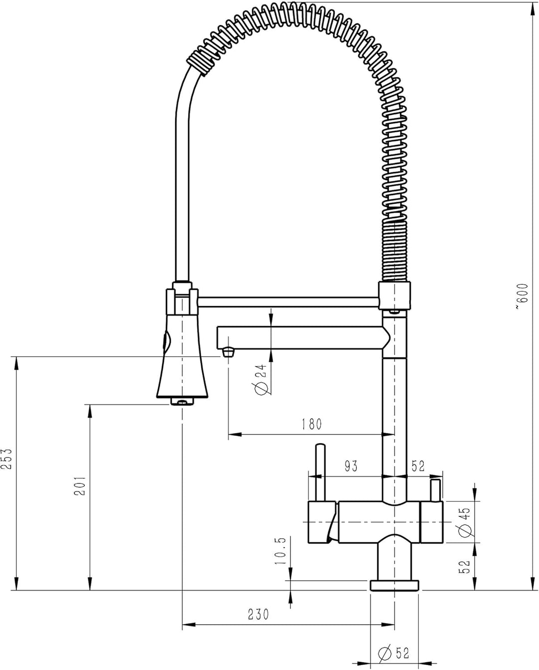 Grünblatt 3-Wege-Küchenarmatur für gefiltertes Trinkwasser (1 - mit Geschirrbrause), 1 - mit Geschir