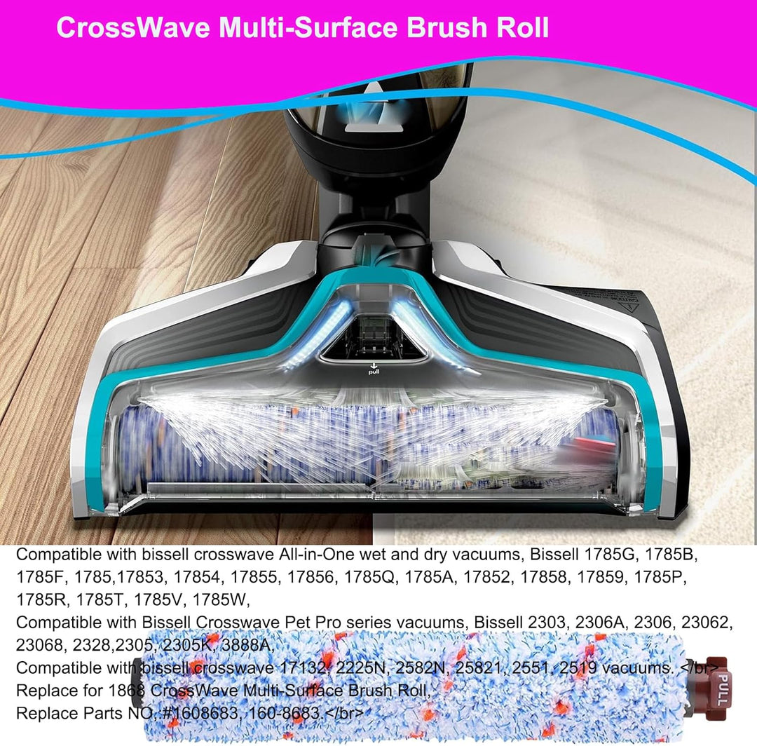 Ersatz 1868 CrossWave Multi-Surface Bürste, Bürstenrolle Zubehör für Bissell CrossWave 17132, 1785,
