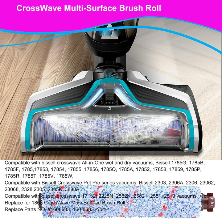 Ersatz 1868 CrossWave Multi-Surface Bürste, Bürstenrolle Zubehör für Bissell CrossWave 17132, 1785,