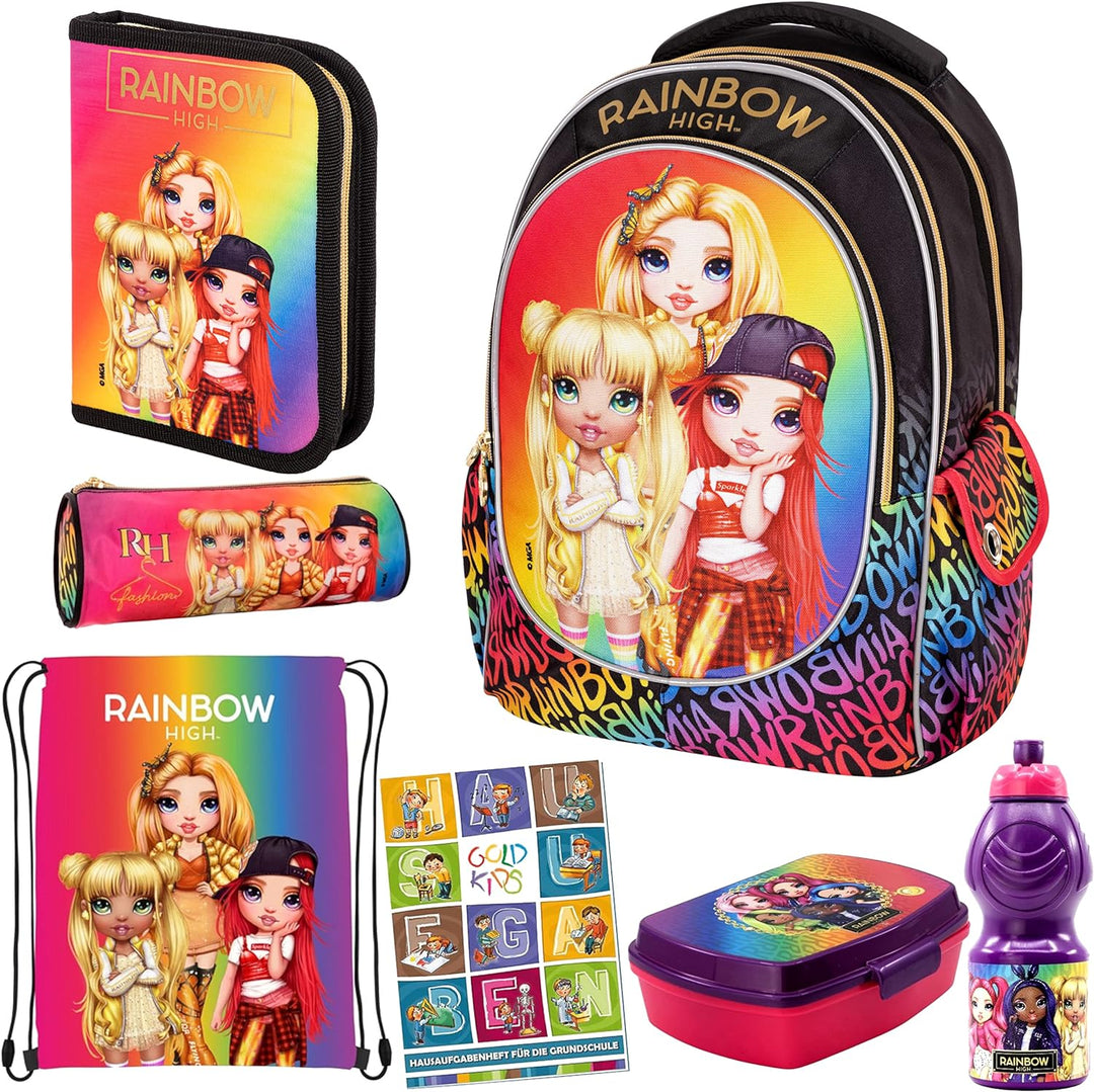 Goldkids Set 7er Schulranzen Ranzen Federmappe Turnbeutel Brotdose Trinkflasche Schlamperrolle Aufga