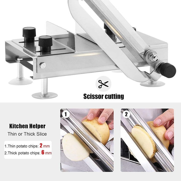 Manuelle Fleischschneidemaschine,Edelstahl Küchenhand Fleischschneider - Gefrorene Fleischschneidema