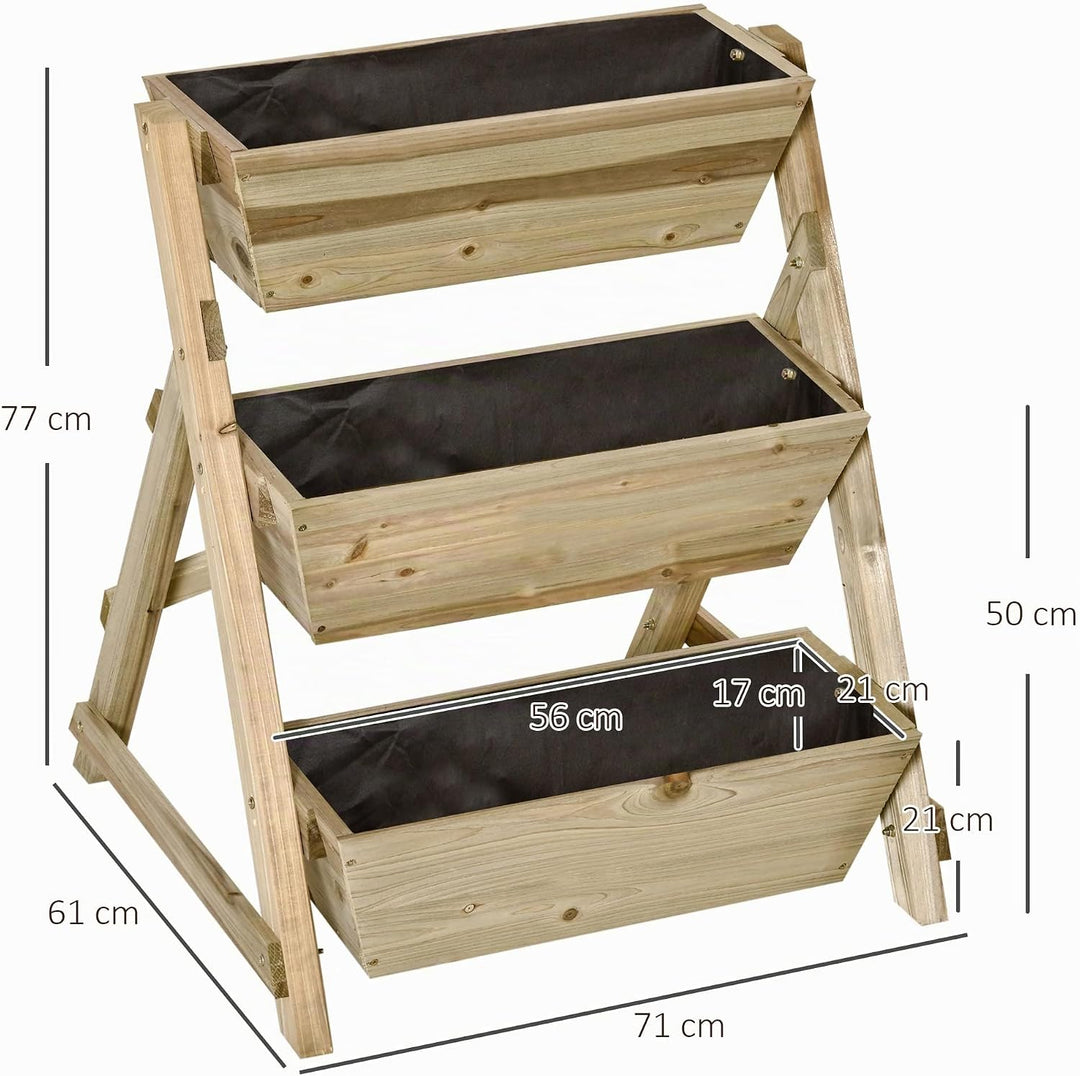 Outsunny Hochbeet Blumentreppe Holz Blumenleiter mit 3 Ablagen Pflanzentreppe Pflanzregal Pflanzenst