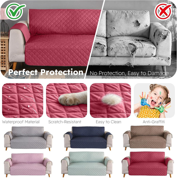 PETCUTE Sofabezug Sofaüberwurf Anti-Rutsch Sofa schonbezug wasserdichtes Sofabezüge Quilted Sofabezü