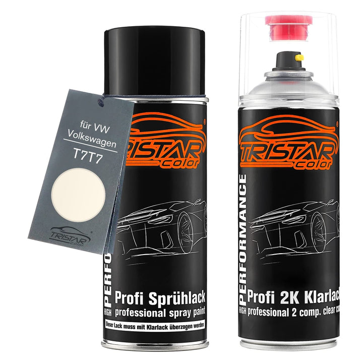 TRISTARcolor Autolack 2K Spraydosen Set für VW/Volkswagen T7T7 Weiss Basislack 2 Komponenten Klarlac
