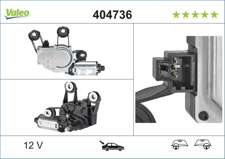 VALEO 404736 Wischermotor VALEO Heckwischermotor 404736 FORD FIESTA V JH JD FIESTA VAN FUSION