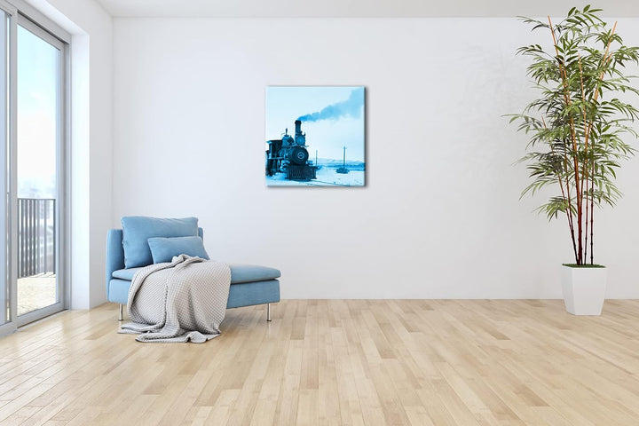 deyoli besondere alte Dampflokomotive Format: 60x60 Effekt: Zeichnung als Leinwandbild, Motiv auf Ec