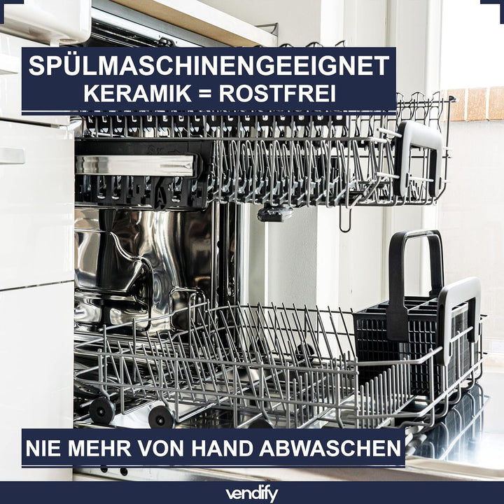 vendify® Keramikmesser 5er-Set Hochwertig sehr scharf - 16,5 cm lang - Küchenmesser mit Keramikkling