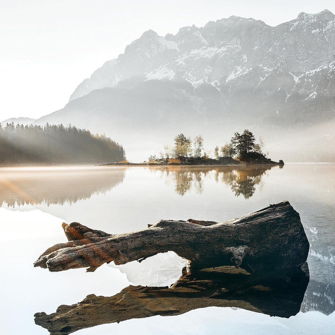 Novart Wandbilder See Berge blau - KOMPLETT AUFHÄNGFERTIG - Natur Wohnzimmer Schlafzimmer - 7 Modern