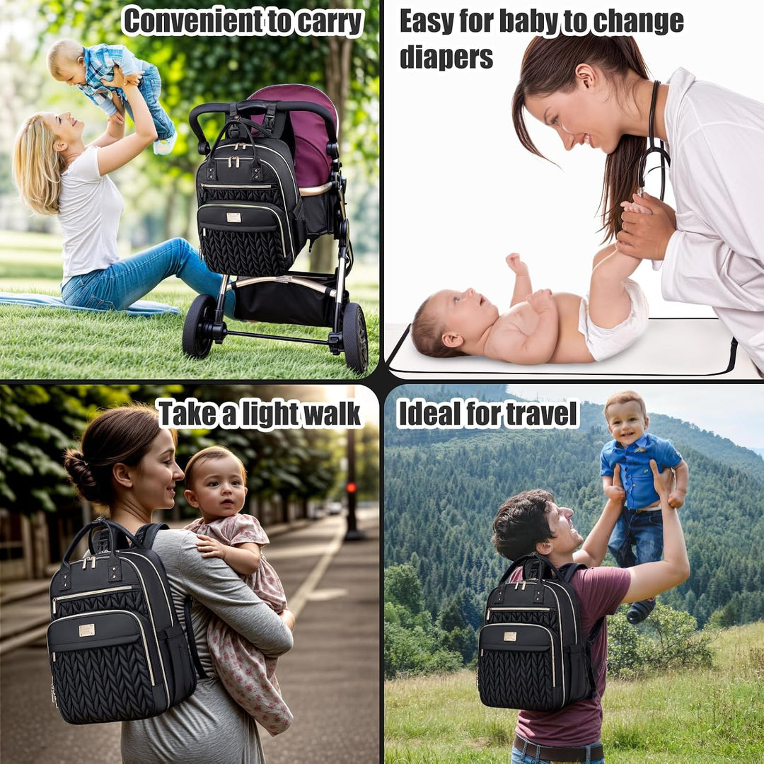 Wickeltaschen-Rucksack, stilvolle Baby-Wickeltasche, wasserdichter Reise-Wickelrucksack mit Wickelun