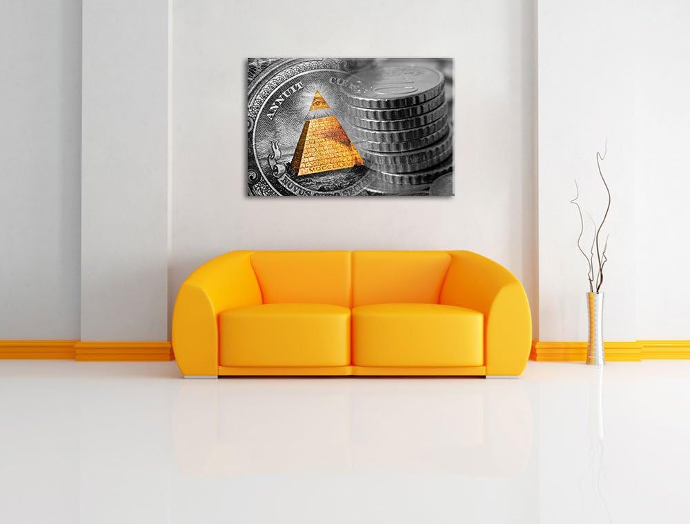 Illuminati Pyramide, black and white Dollar schwarz/weiss Format: 100x70 auf Leinwand, XXL riesige B