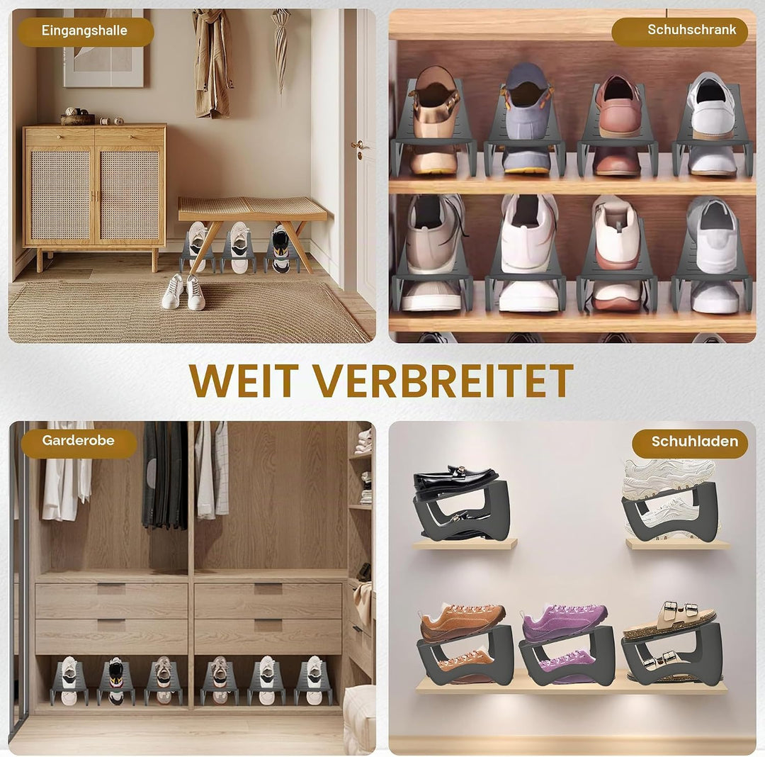 NAIZY Schuhstapler 10 Stück Schuhorganizer PP-Kunststoff Anti Rutsch Schuhregal Doppelschicht Stapel