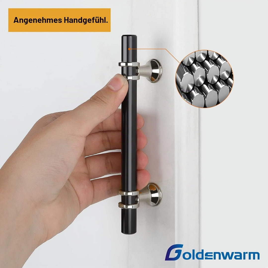 goldenwarm 10 Stück Küchengriffe Edelstahl Vintage Griffe Möbel Küche Küchengriffe Sliver&amp;Schwarz Mö