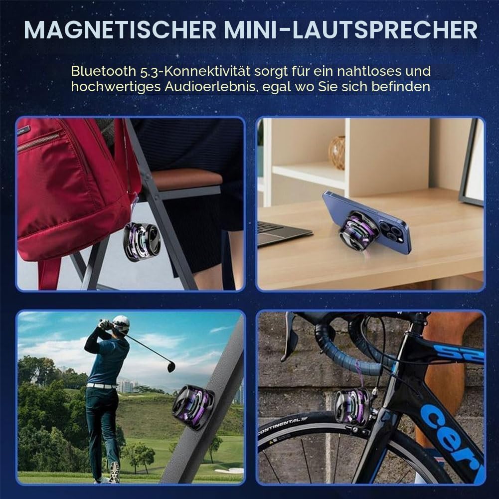 Magnetischer Bluetooth-Lautsprecher, G200 tragbarer Bluetooth-Lautsprecher mit Multi-RGB-Farblicht u