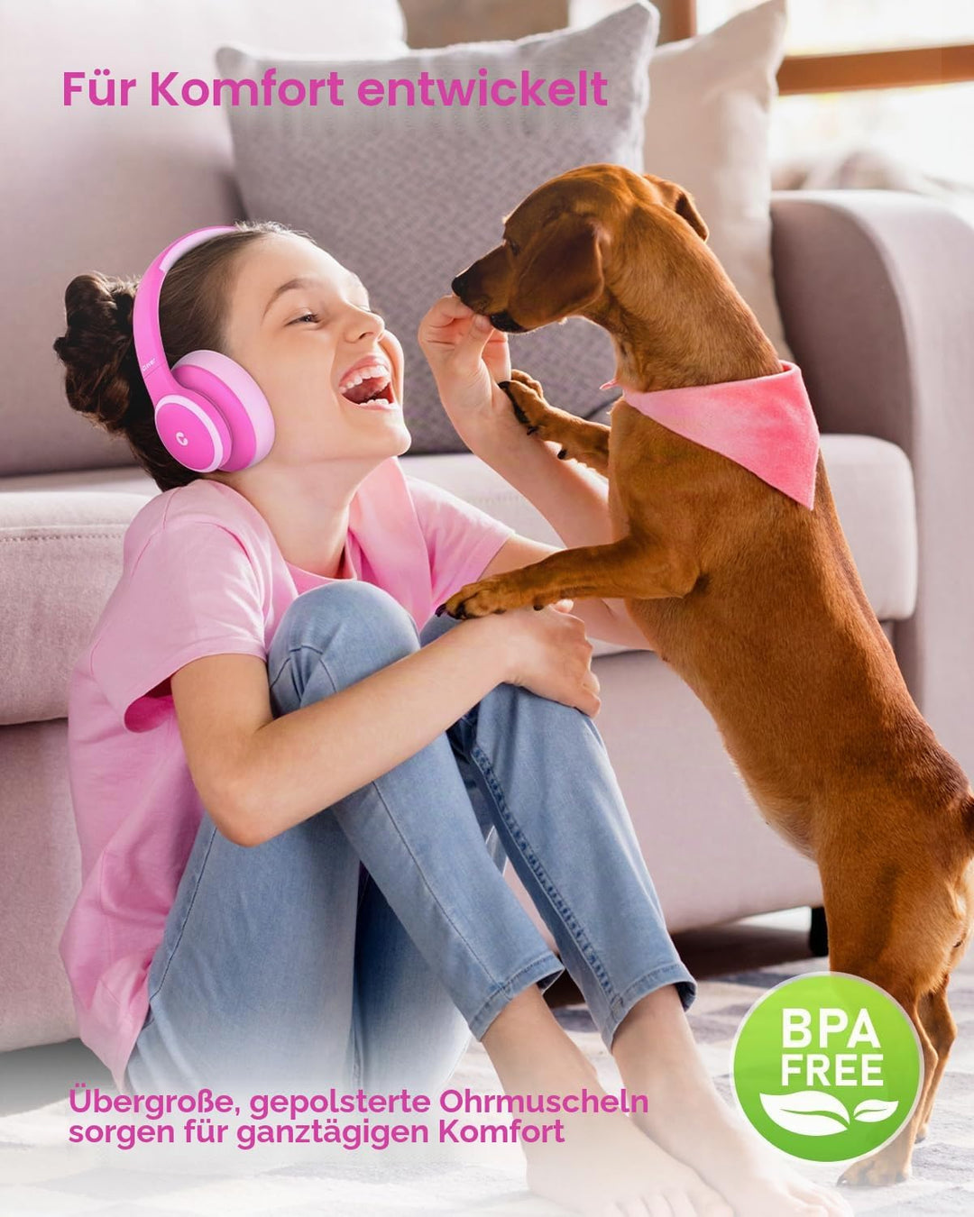 iClever Noise Cancelling Bluetooth Kopfhörer Kinder, 60 Spielzeit, Sichere Lautstärke 80 dBA, Typ-C-
