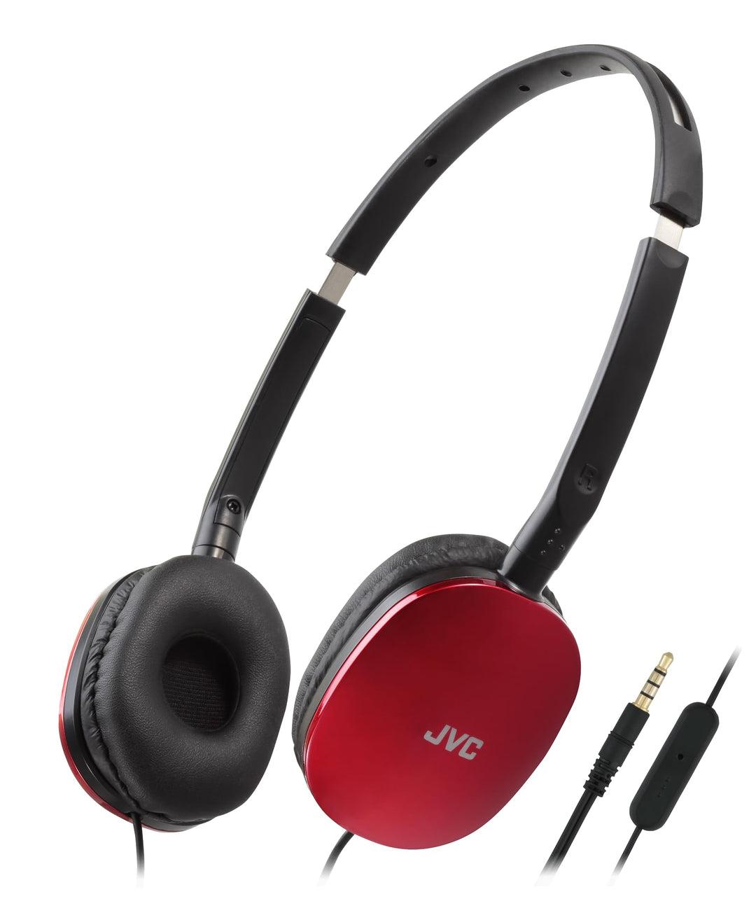 JVC HA-S160M-R - Flats Faltbarer und kompakter Kopfhörer in Glossy Trendfarbe, mit Schalter für Mikr