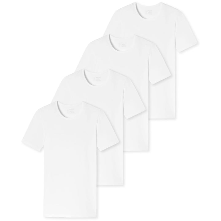 Schiesser Herren 2 PACK Unterhemd Rundhals mit Arm Bio Baumwolle - 95/5 Organic 5 4 X Weiss, 5 4 X W