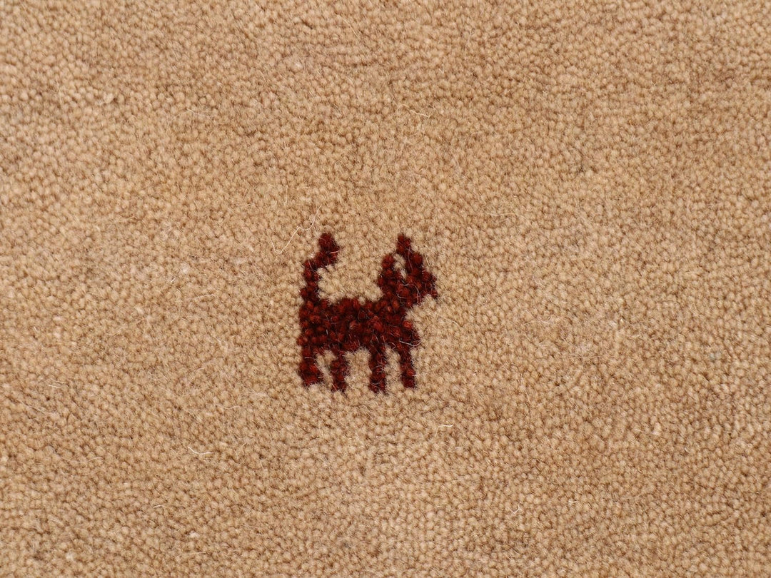 carpetfine Wollteppich Gabbeh Uni Rund Beige Ø 80 | Moderner Teppich für Wohn- und Schlafzimmer Ø 80