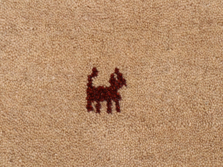 carpetfine Wollteppich Gabbeh Uni Rund Beige Ø 80 | Moderner Teppich für Wohn- und Schlafzimmer Ø 80