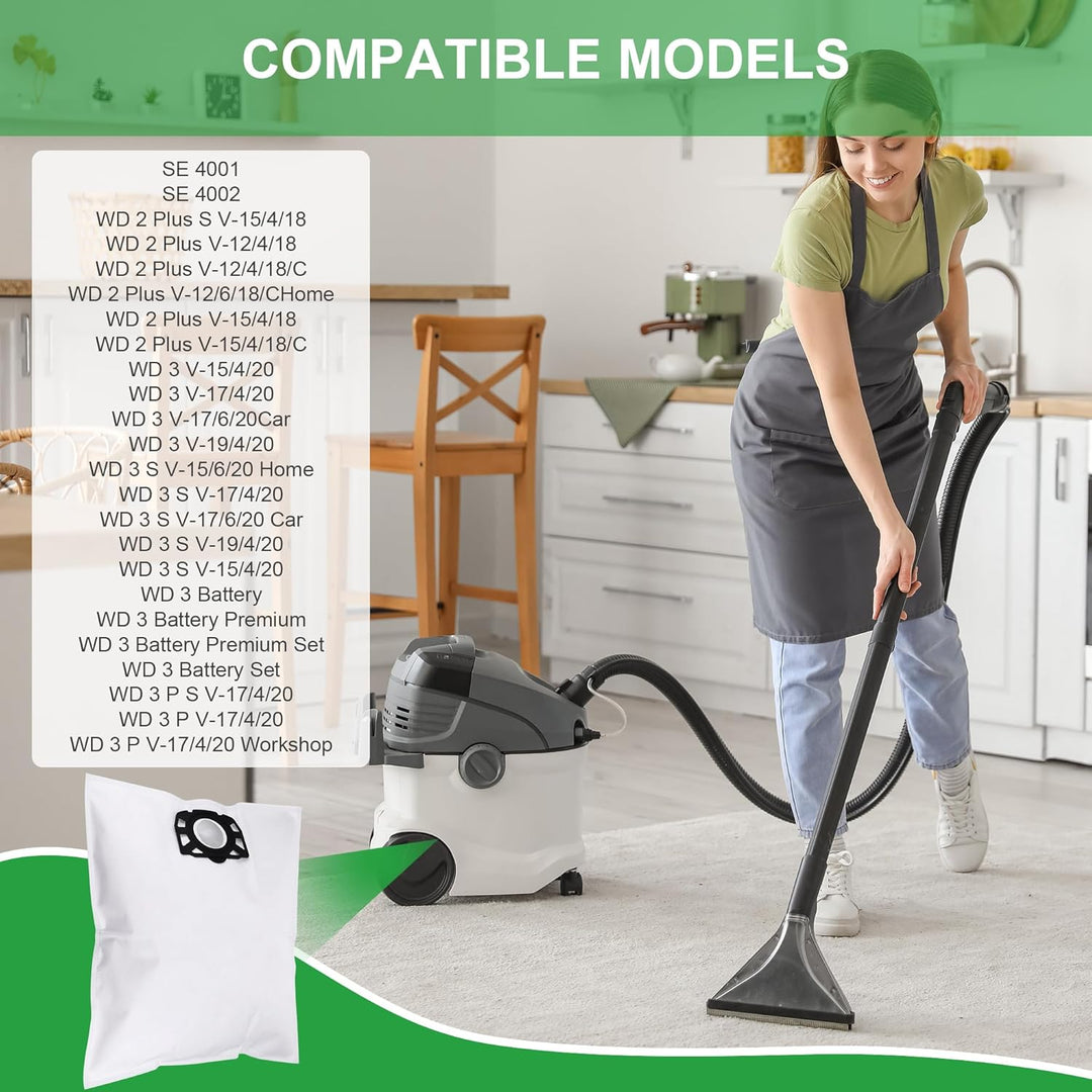 18 Stück Kompatibel mit Kärcher Staubsaugerbeutel für WD2 WD3 KWD 2 S, Langlebig Beutel für KWD1 KWD