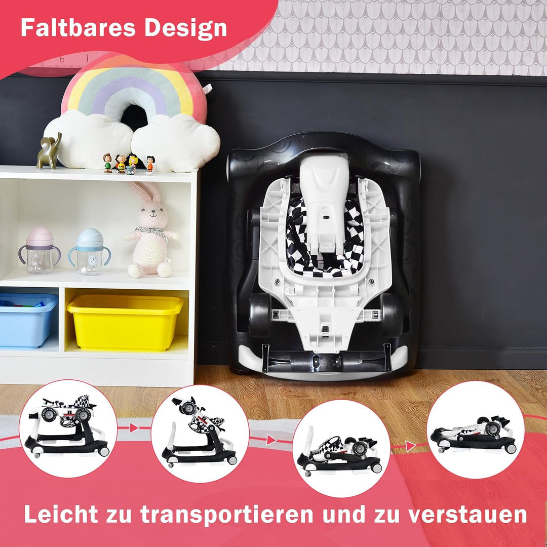 COSTWAY 4 in 1 Lauflernhilfe, Lauflernwagen klappbar mit einstellbarer Höhe & Geschwindigkeit, Baby