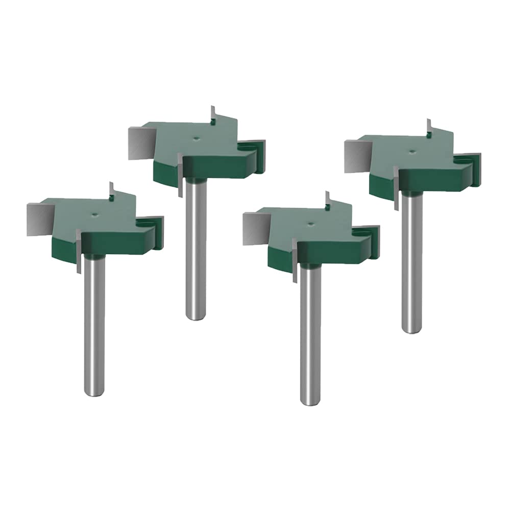 Baorder 4 Stück 6mm Schaft Spoilboard Oberflächenfräser Fräser Bit Set 4 Flügel Platten Abflachungs