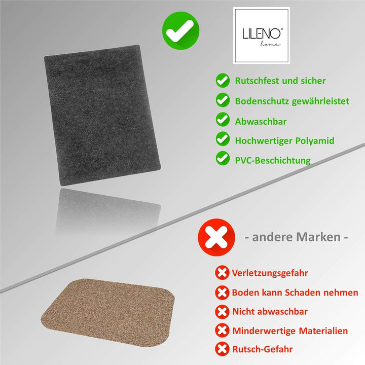 LILENO HOME Grill u. BBQ Matte 100 x 120 cm (Anthrazit) - als perfekte bodenschutz Unterlage für Gas