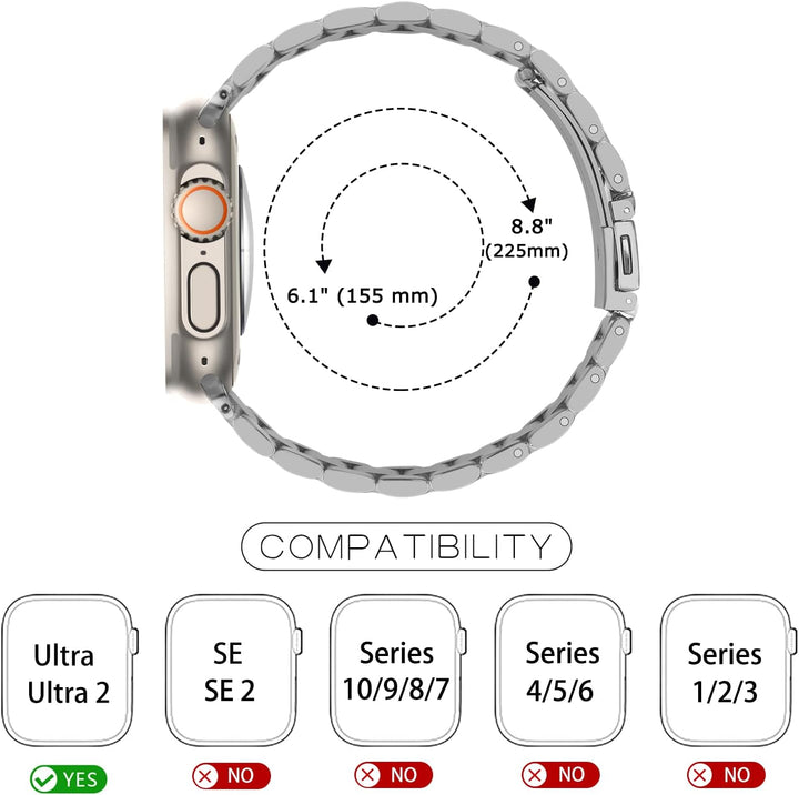 Tasikar Armband Kompatibel mit Apple Watch Ultra Armband 49mm Prämie Edelstahl Metall Ersatz Armband