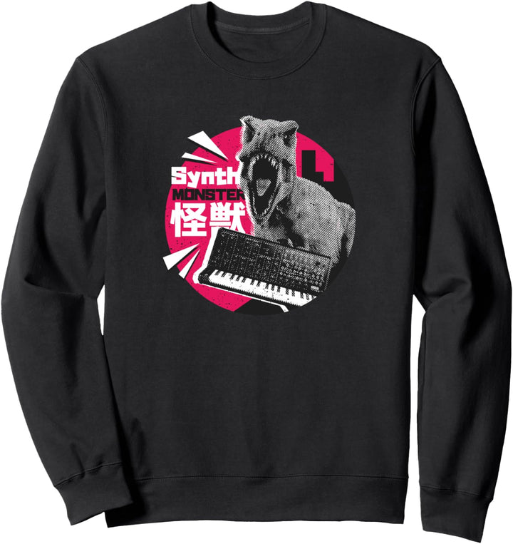 Lustiger Dinosaurier T Rex mit Synthesizer Sweatshirt