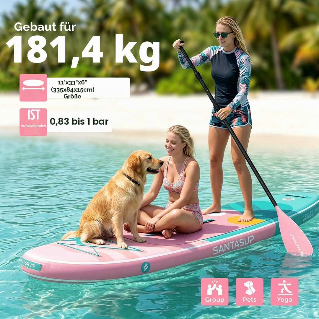SantasupAufblasbares Stand Up Paddle Board 320/335cm Surfbrett SUP Komplettes Paddleboard Zubehör Ve