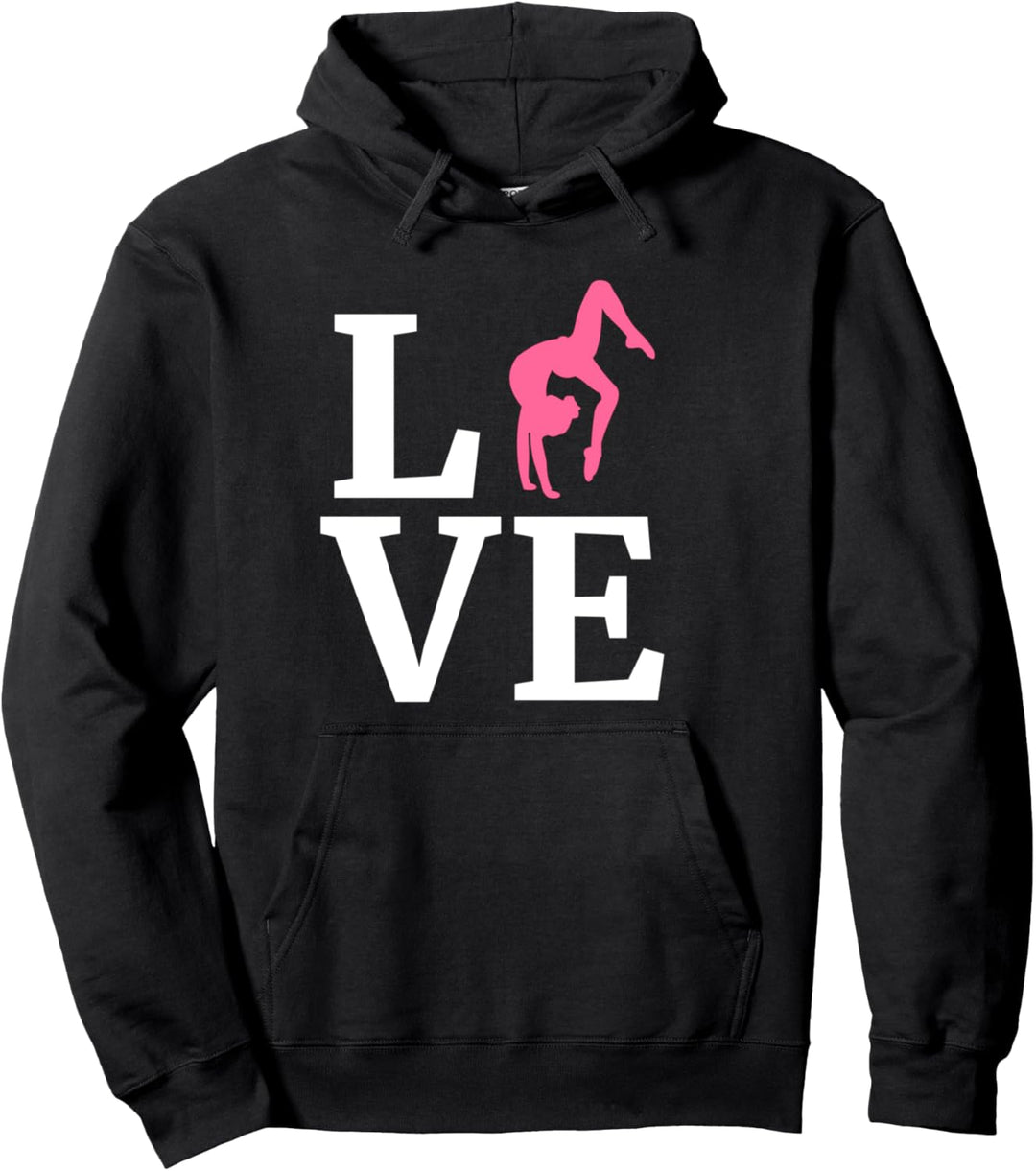 I Love Gymnastics Hoodie Sports Sweatshirt for Gymnast Girls Pullover Hoodie