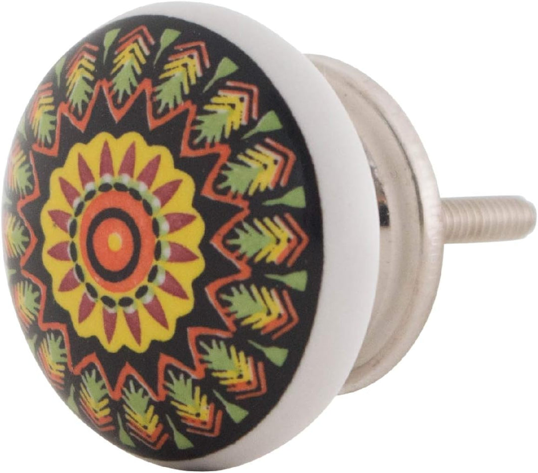 Knober Set 10 Stück Möbelknöpf Keramik Mandala Energy Shabby-Chic Schrankknöpfe Türgriff (1. Buntes