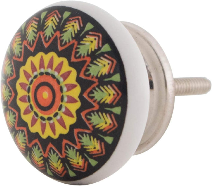 Knober Set 10 Stück Möbelknöpf Keramik Mandala Energy Shabby-Chic Schrankknöpfe Türgriff (1. Buntes