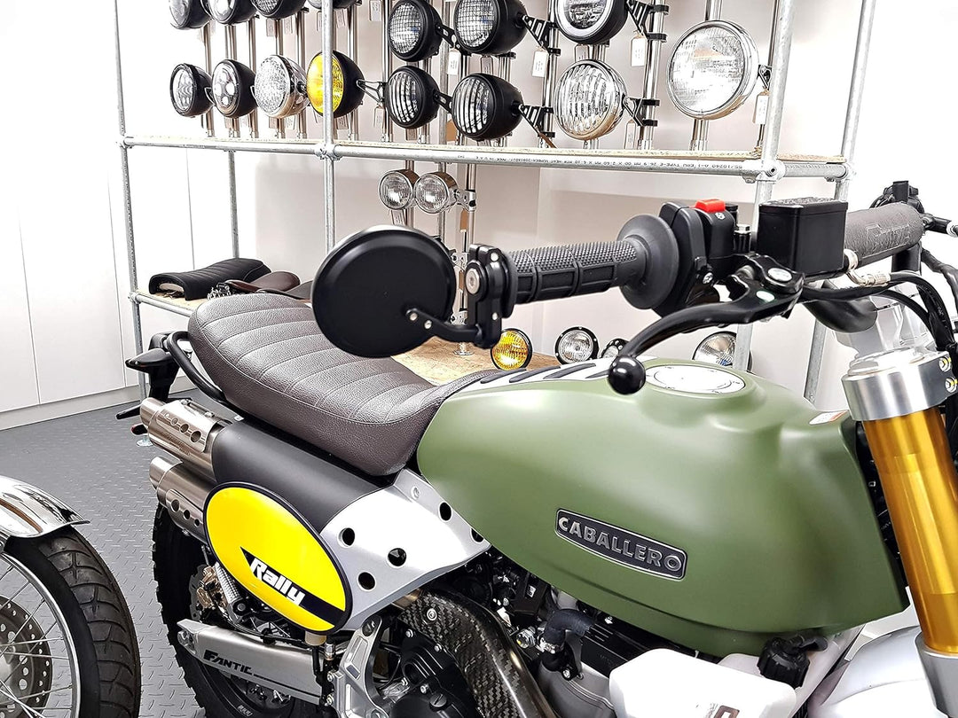 Motorrad Lenkerende Spiegel - Schwarz Aluminium - Für 99% Of Motorräder Mit 7/8" 22mm Lenker