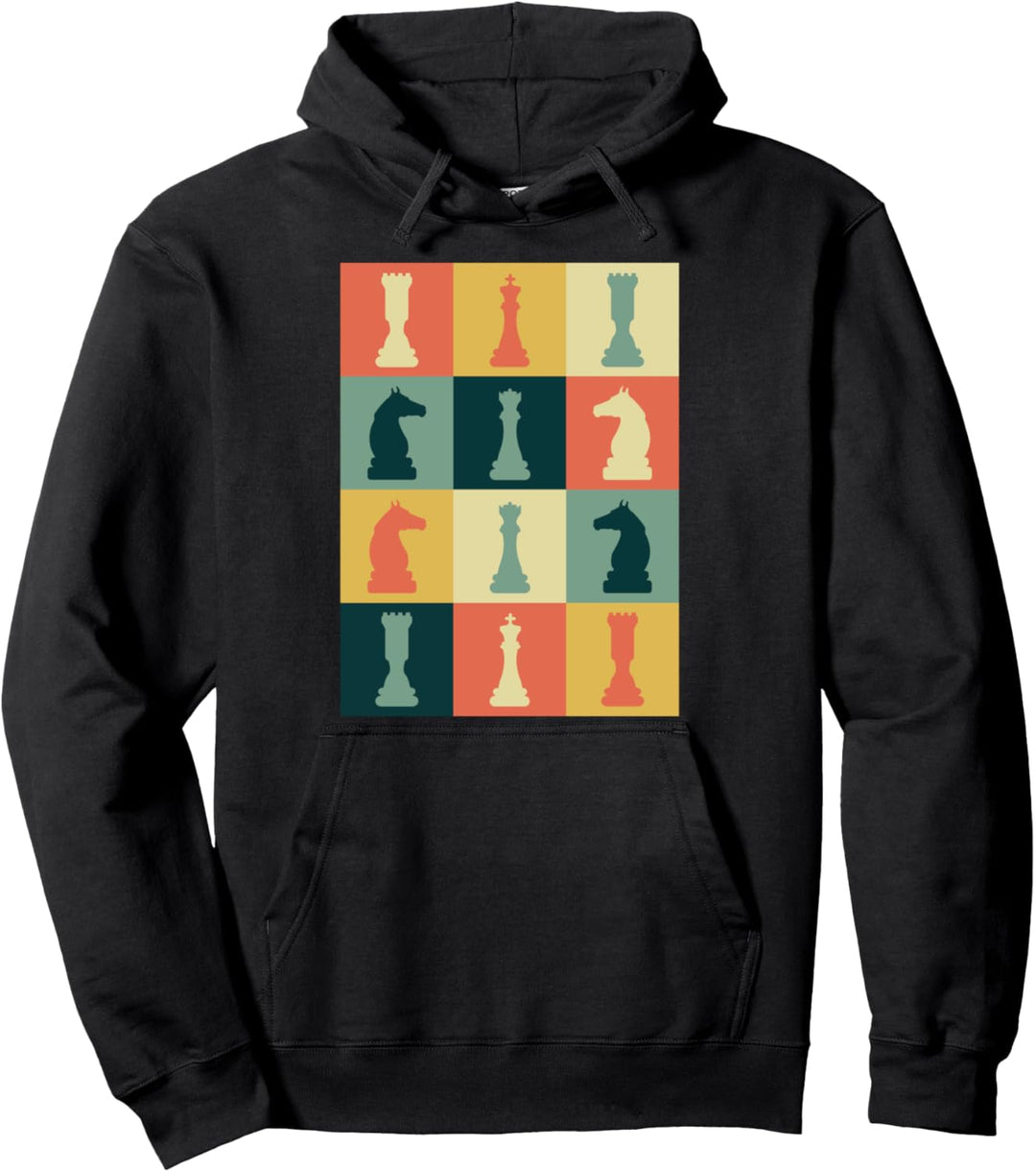Retro Schachbrett Vintage Schachfiguren Schach Schachspieler Pullover Hoodie