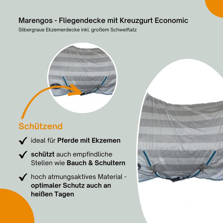 Marengos - Fliegendecke mit Kreuzgurt Economic | Schutz vor lästigen Insekten oder Plagegeistern | E