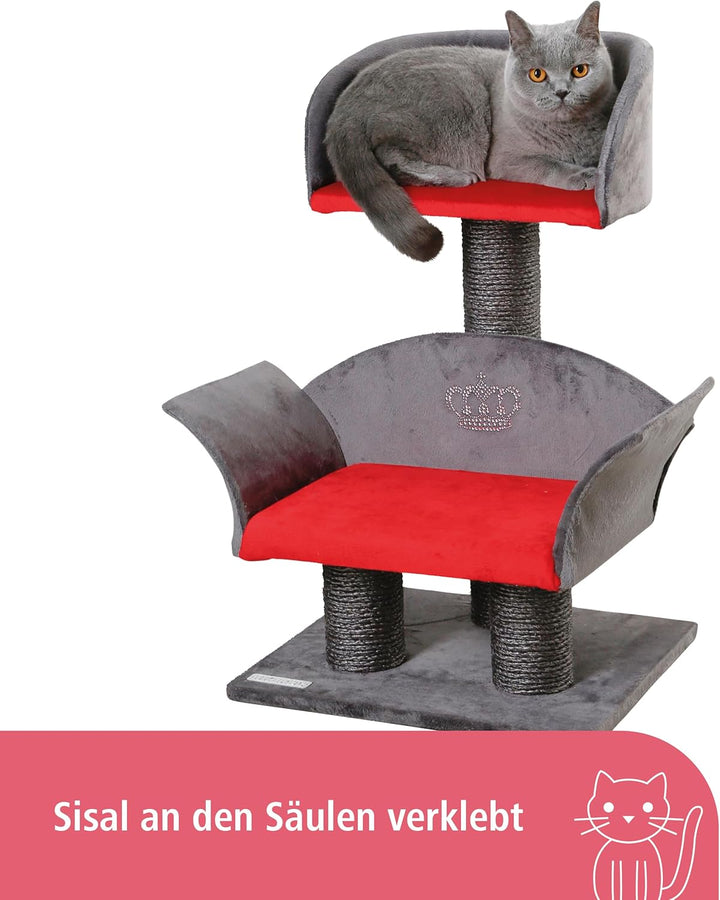Kerbl 81548 Kratzbaum Lounge Deluxe, Höhe: 70 cm, grau/rot